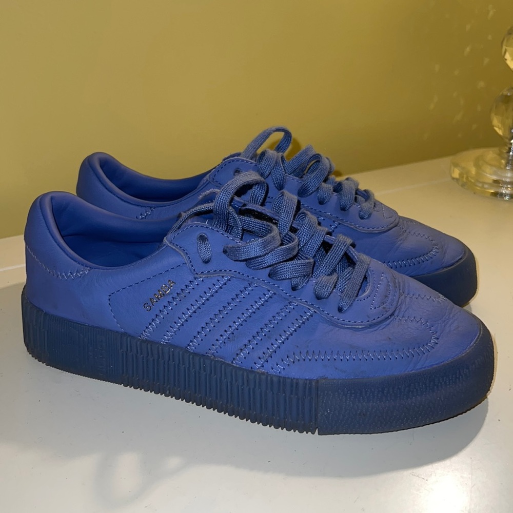 Purple adidas sambas